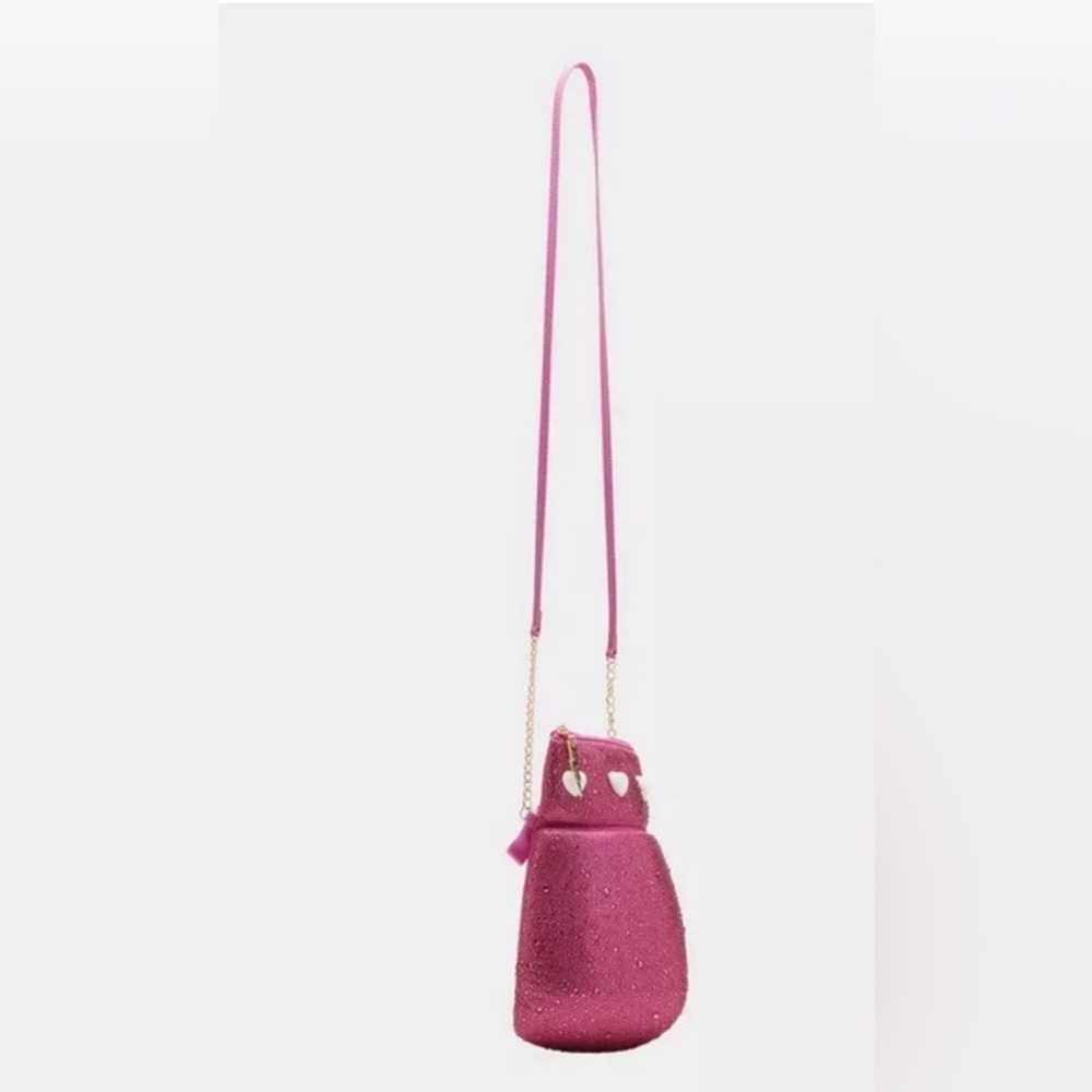 Betsey Johnson pink rhinestone boxing glove 🥊 clutch or crossbody purse. - Picture 3 of 6